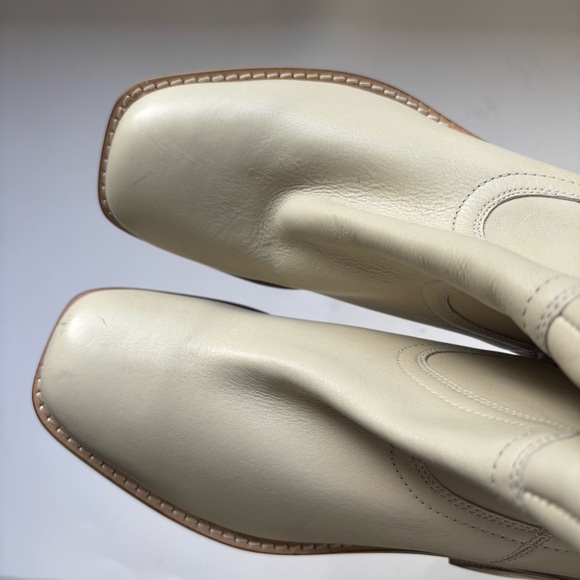 Anthropologie Seychelles Leather Turbulent Chunky Ankle Boot Cream Sz 8 - Picture 6 of 10